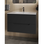 Orange Li-80Tub+Ra Тумба подвесная Line 80 черная с раковиной.