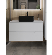 Orange Line Li-100TuwMDF+B02-460MB тумба с раковиной подвесная 100 см, белый/черный