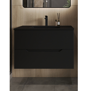 Orange Line Li-80Tub+BLRA тумба подвесная с раковиной, черный матовый