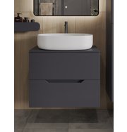 Orange Line Li-70TugMDF+B08-600W тумба с раковиной подвесная 70 см, графит/белый