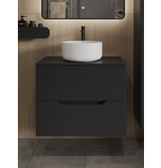 Orange Line Li-70TubMDF+B07-345W тумба с раковиной подвесная 70 см, черный/белый