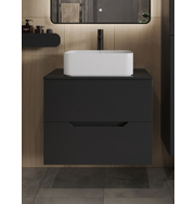 Orange Line Li-70TubMDF+B02-460W тумба с раковиной подвесная 70 см, черный/белый