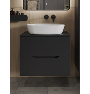 Orange Line Li-70TubMDF+B08-500W тумба с раковиной подвесная 70 см, черный/белый