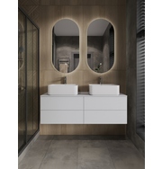 Orange Отто Ot-130TuMDF+B02-460W тумба с 2-мя раковинами подвесная 130 см, белый глянец
