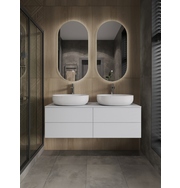 Orange Отто Ot-130TuMDF+B05-520W тумба с 2-мя раковинами подвесная 130 см, белый глянец
