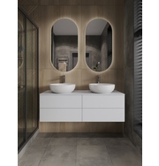 Orange Отто Ot-130TuMDF+B07-420W тумба с 2-мя раковинами подвесная 130 см, белый глянец